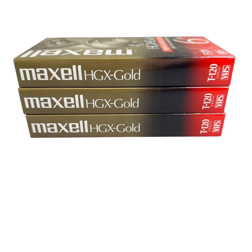Lot‎ of 3 Maxell HGX-Gold T-120 VHS Blank Video Cassette Tape Premium High Grade